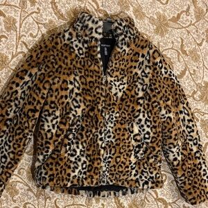 Ellen Tracy Animal Print Faux Fur Coat